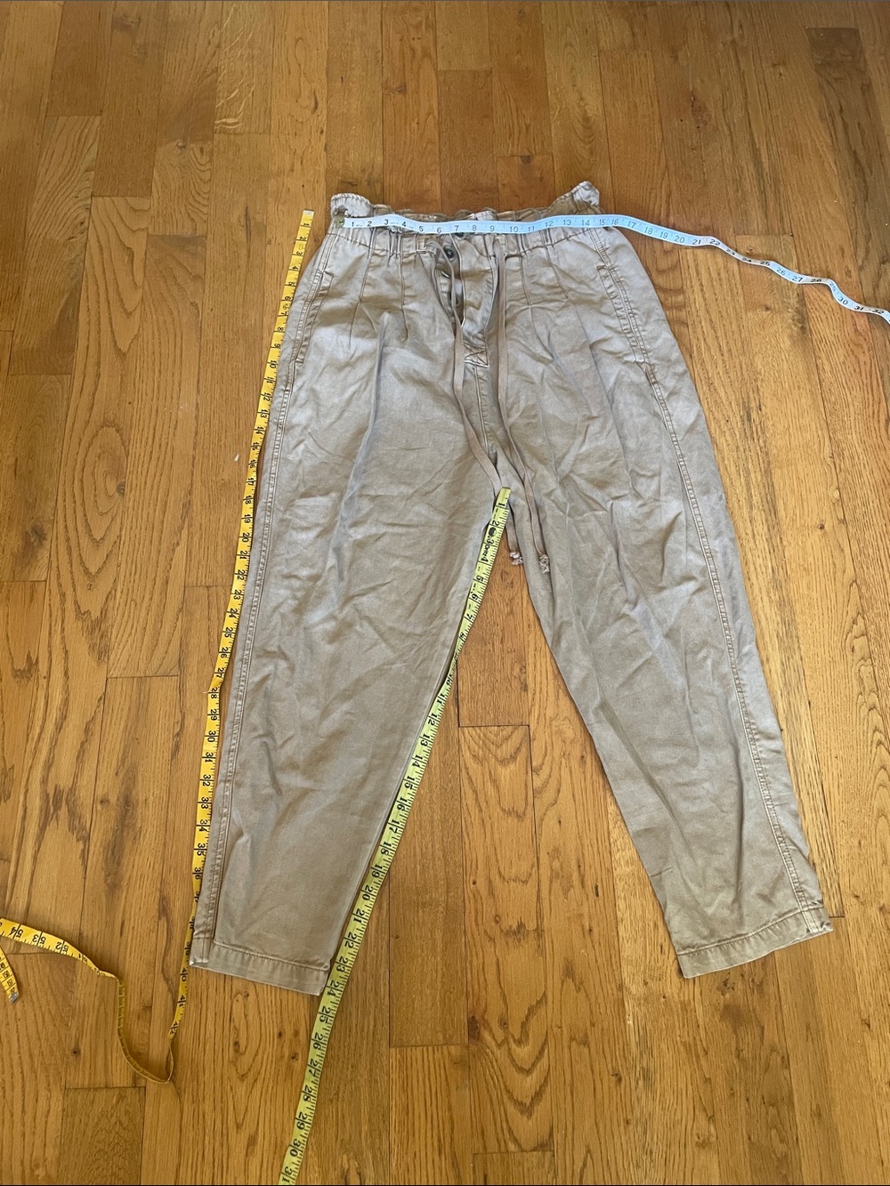 Free People Light Taupe Relaxed Tapered Trousers